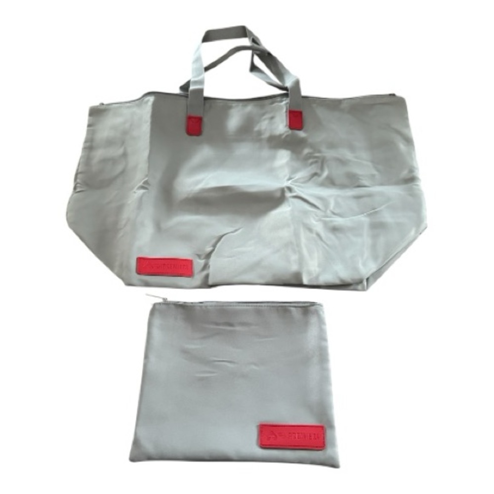Carnival Gray Tote and Makeup Bag with Red Accents